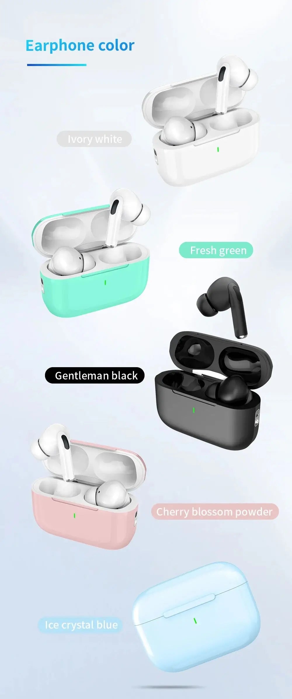Fones de ouvido Bluetooth sem fio Air Pro originais, som HiFi, baixa latência, redução de ruído, para iPhone e Android