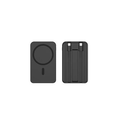 Carregador portátil de alta capacidade com absorção magnética e carregamento rápido sem fio três em um com linha de 20000 mAh