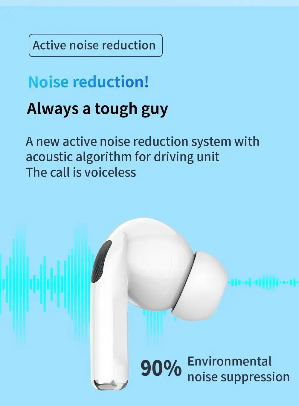 Fones de ouvido Bluetooth sem fio Air Pro originais, som HiFi, baixa latência, redução de ruído, para iPhone e Android