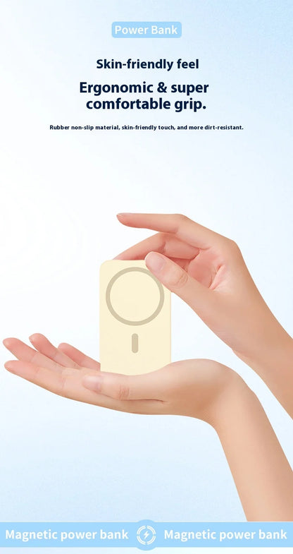 Carregador portátil de alta capacidade com absorção magnética e carregamento rápido sem fio três em um com linha de 20000 mAh