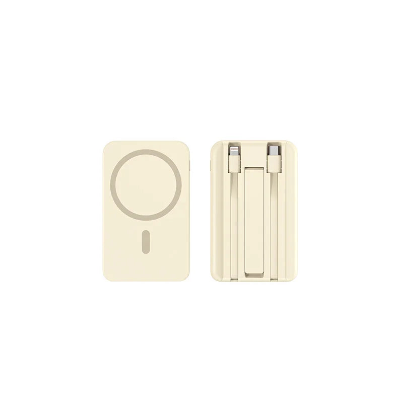 Carregador portátil de alta capacidade com absorção magnética e carregamento rápido sem fio três em um com linha de 20000 mAh