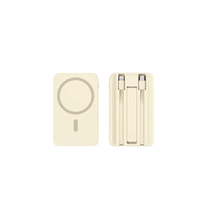Carregador portátil de alta capacidade com absorção magnética e carregamento rápido sem fio três em um com linha de 20000 mAh