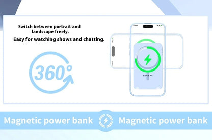 Carregador portátil de alta capacidade com absorção magnética e carregamento rápido sem fio três em um com linha de 20000 mAh