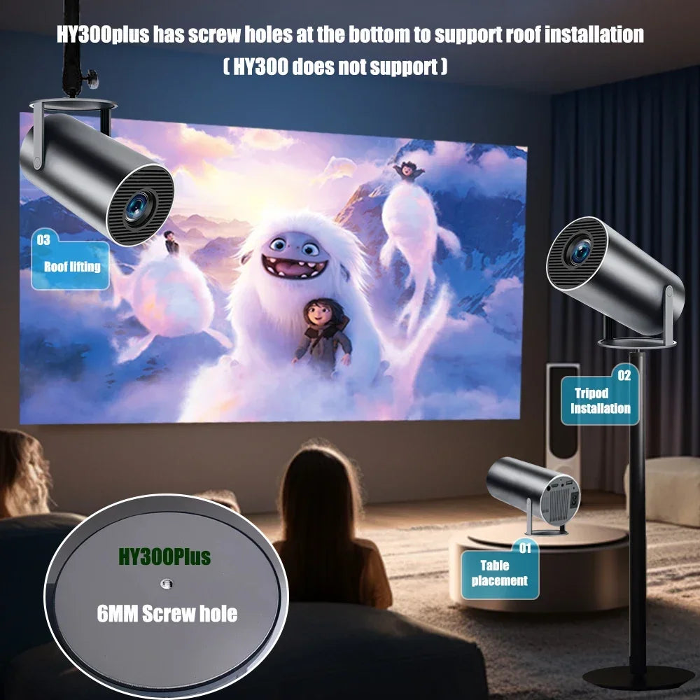 Projetor DITONG Hy300 Plus 4K Android 1080P 1280*720P Full HD Home Theater Vídeo Mini projetor LED para filmes Versão atualizada