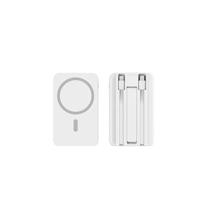 Carregador portátil de alta capacidade com absorção magnética e carregamento rápido sem fio três em um com linha de 20000 mAh