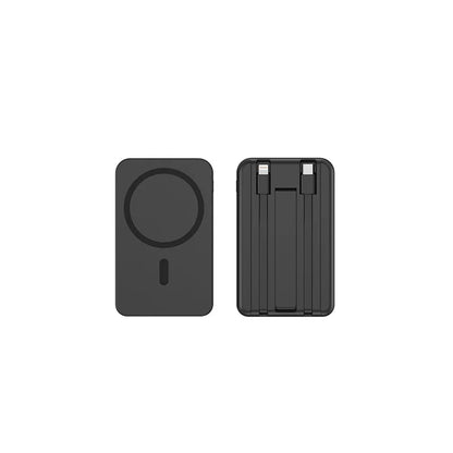 Carregador portátil de alta capacidade com absorção magnética e carregamento rápido sem fio três em um com linha de 20000 mAh